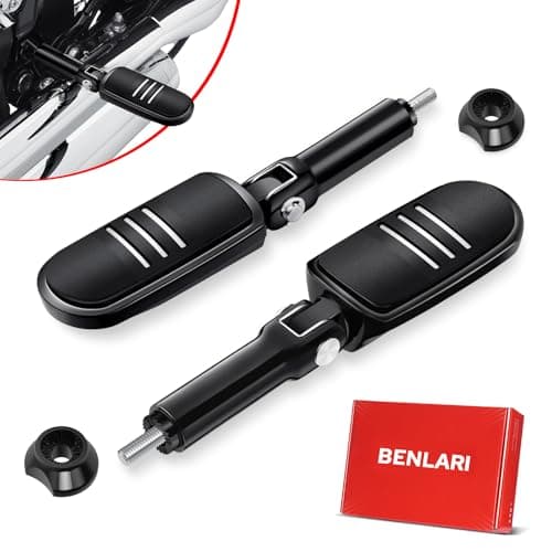 Benlari Passenger Foot Pegs with Support Mounting Kit Stainless Steel Streamliner Fit for Harley Davidson Softail 2018-2024 (Glossy Black)