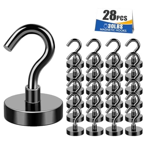 MIKEDE Medal Holders 28PCS Magnetic Hooks 30LBS Display Hanger Heavy Duty Magnet Hook Strong Neodymium