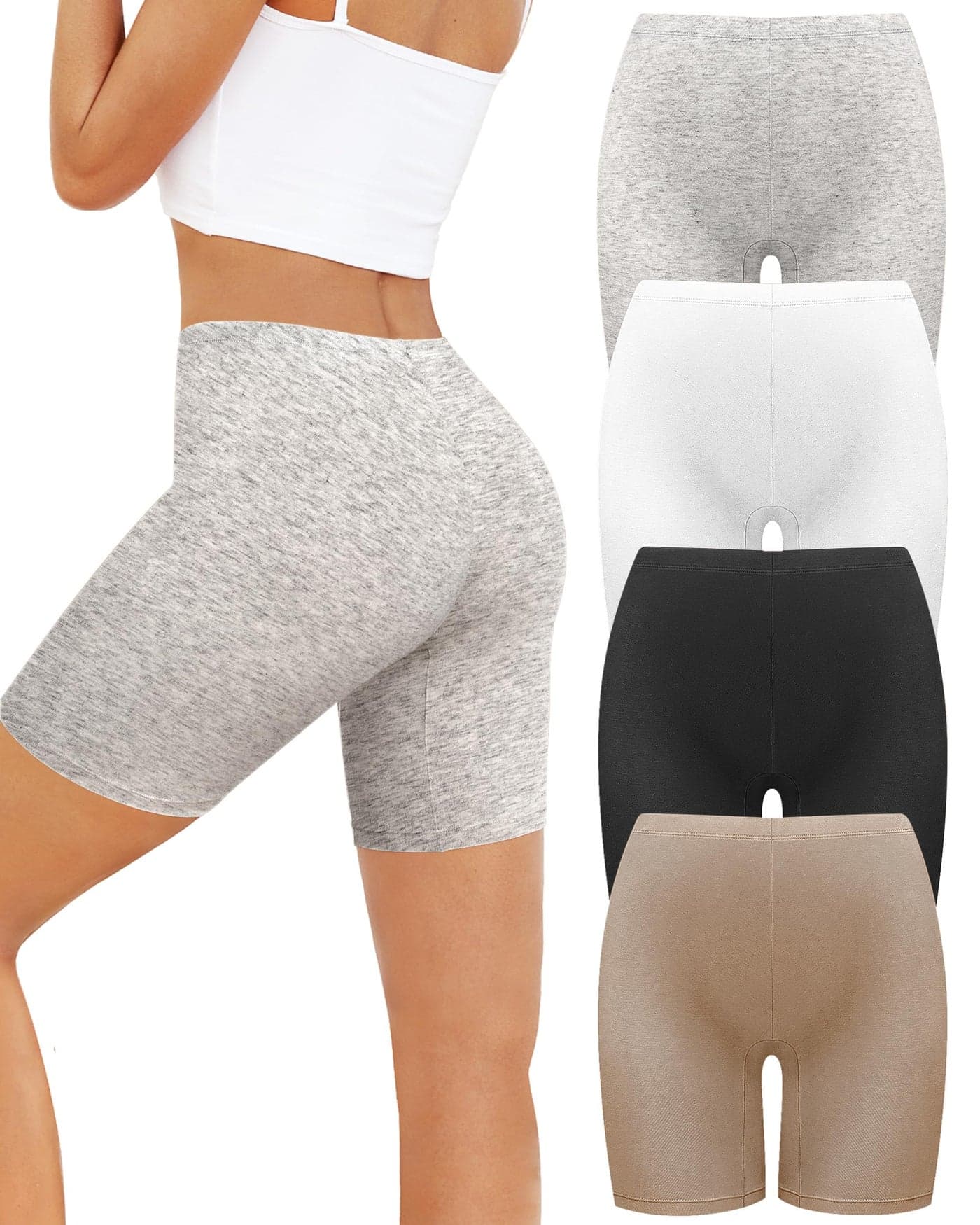 voenxe Women Cotton Boy Shorts Underwear,Lady Boxer Brief,High Waist Anti Chafe Short for Under Dress,Soft Biker Panty 4Pack Assorted