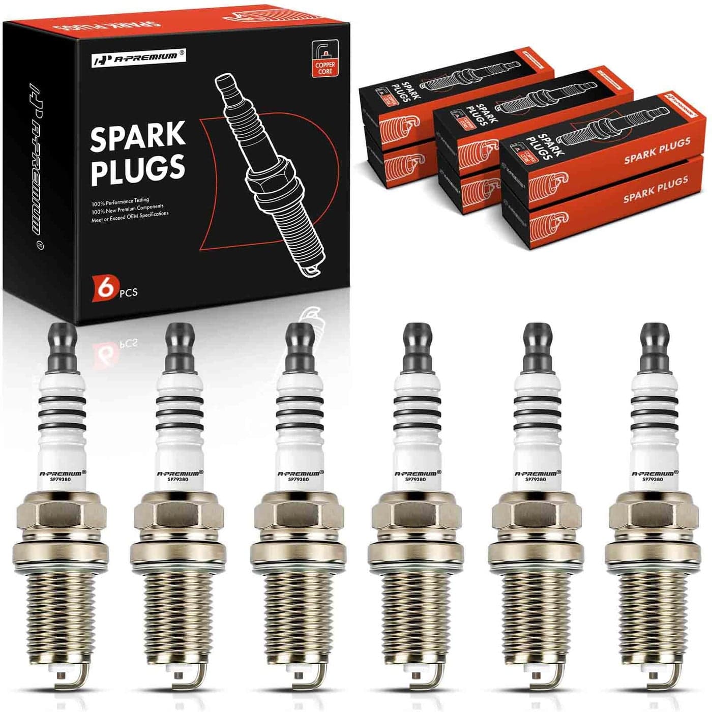 APremium Spark Plugs Compatible with Kia Sorento Sportage MercedesBenz C240 C280 C320 E320 Mitsubishi Eclipse Chrysler Crossfire Cadillac Catera Saturn L300 Pack of 6