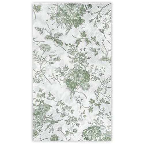 WRAPAHOLIC 25Pcs Green Floral Guest Napkins - Guest Disposable Hand Towels for Bathroom, Bridal and Baby Shower, Tea Party, Garden Party, Birthday Party - 4.3 x 7.9 In