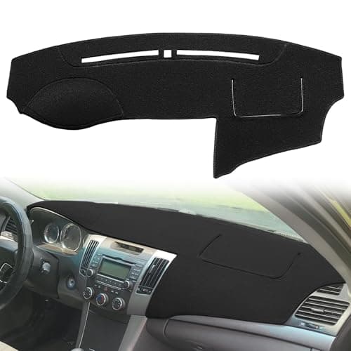 Dash Cover Mat Custom Fit for Hyundai Sonata 2009 2010 with Cutout for Sensor, Dashboard Cover Pad Protector (09-10 Black) F80