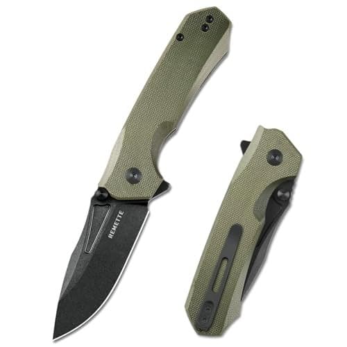 REMETTE EDC Pocket Knife Rhino,3" D2 Steel Blade Durable G10 Handle, Folding Pocket Knives with Reversible Pocket Clip, Sharp Camping Hiking Pocket Knife for Men
