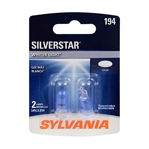 SYLVANIA - 194 SilverStar Mini Bulb - Brighter and Whiter Light, Ideal for Interior Lighting, Center High Mount Stop Light (CHMSL), and more (Contains 2 Bulbs)