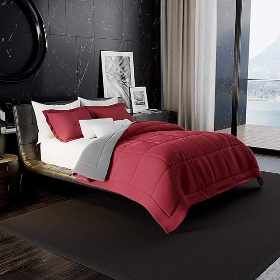 HS DESIGNING DREAMS Microfiber Reversible AC ComforterBlanket for Double Bed Ultra Soft Dual Colour All Weather Duvet 200 GSM Maroon Grey