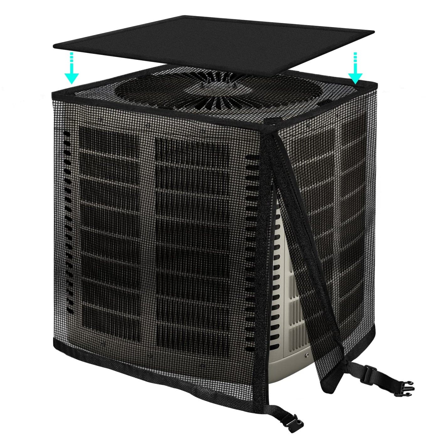 TRELC Air Conditioner Cover for Outside Unit All Seasons Full Mesh Air Conditioner Cover with Detachable Waterproof Top Outdoor AC Covers Against Cottonwood Leaves Debris 315 x 315 x 354