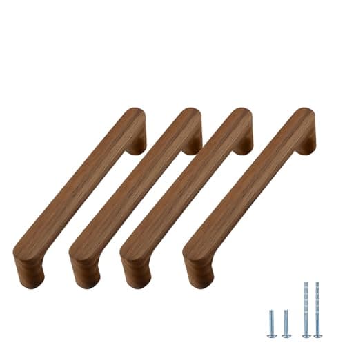 Evionlin 63 in walnaut 4 pcs Round Wooden Drawer Pulls cabinets Handle Kitchen Door
