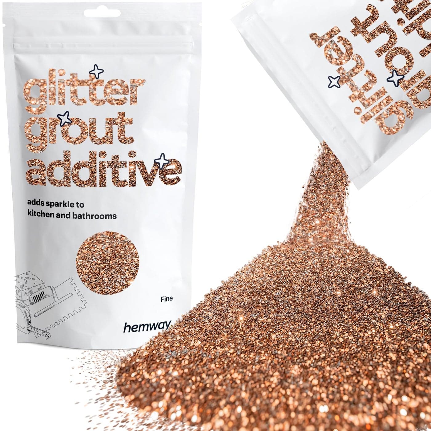 Hemway Glitter Grout Additive add Sparkle to Mosaic Tiles Bathrooms Wet Rooms Kitchens Tiled Based Rooms and Cement Based Grouts 100g 35oz Bronze Brown