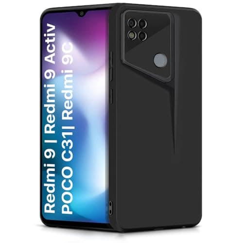 WOW IMAGINE Slim Back Cover for Redmi 9 | Redmi 9 Activ | Poco C31 | Blade Series Ultra Thin Case with Lightweight Design | Camera Protection | Soft Matte Silicone Flexible Mobile Case - Black