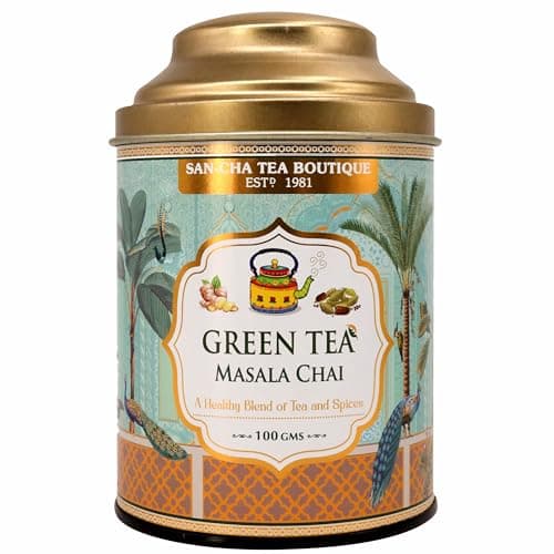 Sancha Tea Boutique, Green Tea Chai, Masala Tea, Blend of Cardamom, Pepper, Ginger, Cinnamon & Rose, 100g Loose Leaves
