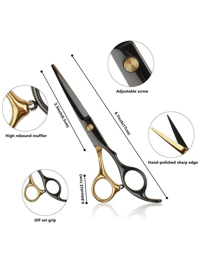Hair Cutting Scissors Kit Hairdressing Scissor Professional Barber Flat Cut Tooth Scissors Bangs Thinning Shears Set Stainless Steel with Hairpin Comb for Men Women
