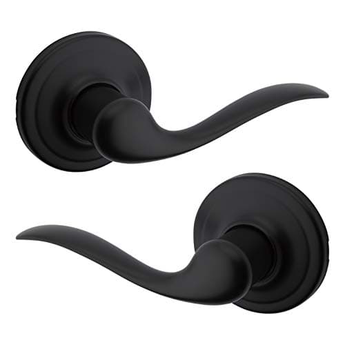 Kwikset Tustin Interior Passage Door Handle, Lever For Closet and Hallway Doors, Reversible Non-Locking Handle Lever, Matte Black, with Microban Protection