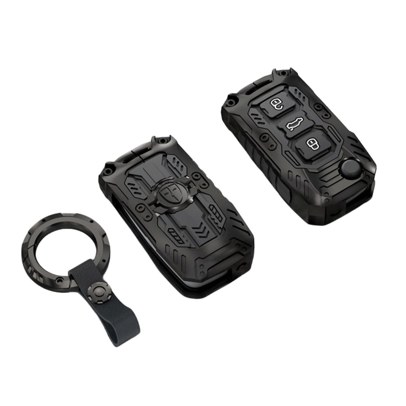 Heavy Metal Key Fob Cover Case Protector for Volkswagen Keychain Accessories for VW Golf GTI Jetta Passat Tiguan Beetle Polo MK6 Type C Black