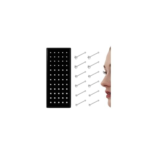 THUNARAZ Straight L Shaped Stainless Steel Nose Studs Rings Piercing Pin Body Jewelry 20G-22G 1.5mm 2mm 2.5mm
