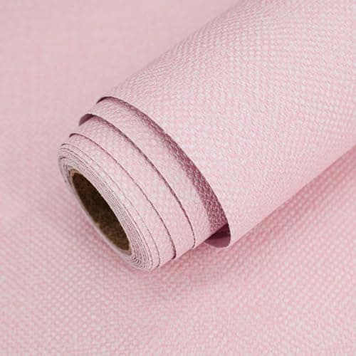 Pink Grasscloth Wallpaper Peel and Stick Textured Contact Paper 15.75inchx118.11inch Self-Adhesive Removable Vintage Wallpaper Thicker Waterproof Faux Linen Wall Paper Vinyl for Bedroom Cabinets