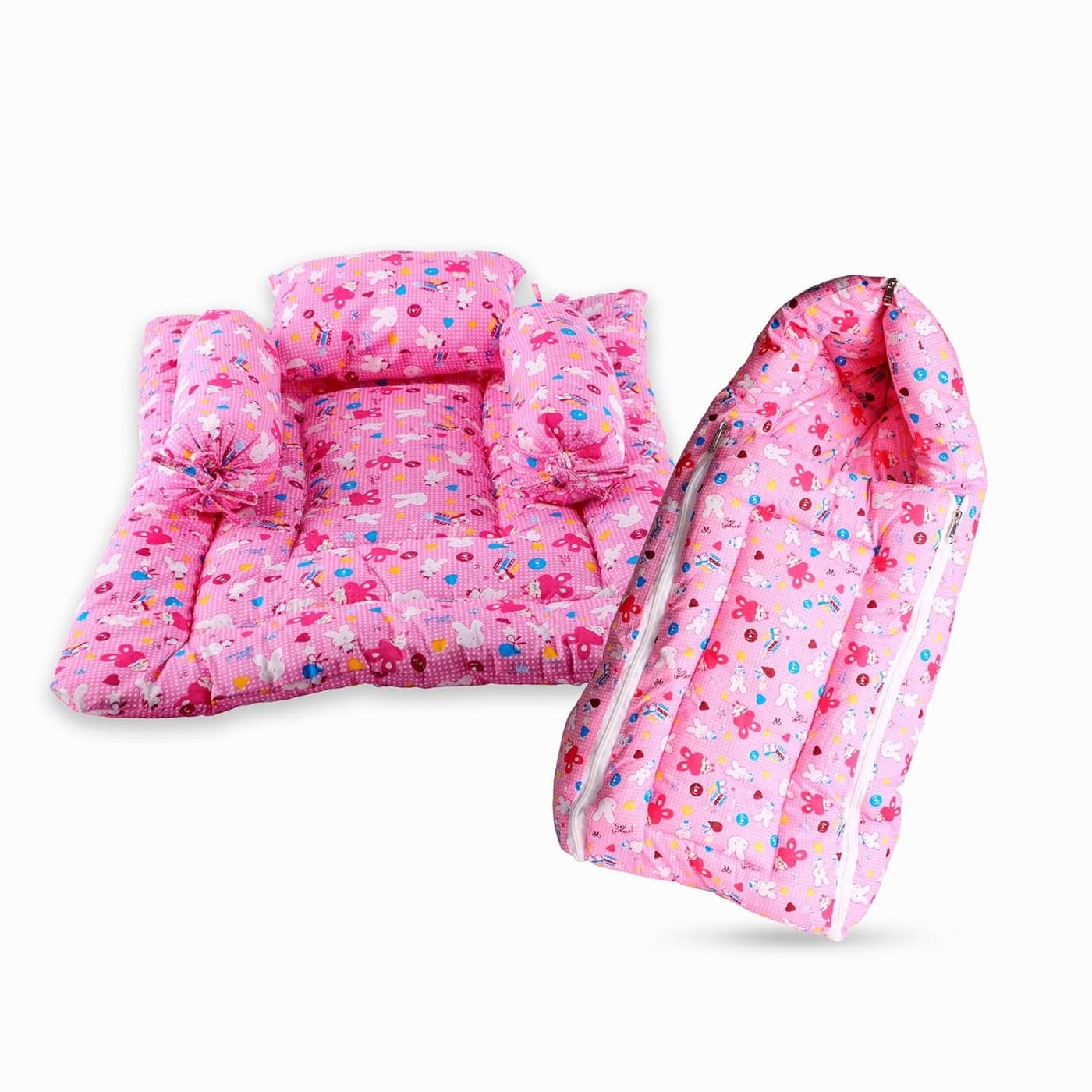 Steelbird KoKo Combo of Baby Sleeping Bag with Bed Set 2 Pcs Bedding Set for Baby 06 Months Pink