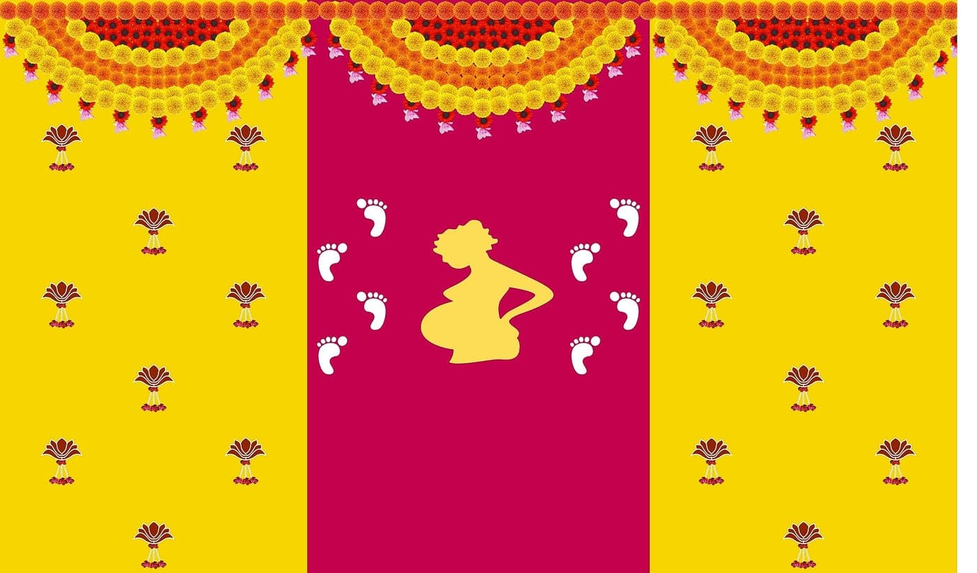 Backdropon Baby Shower Design Backdrop for Baby Shower Godh Bharai Decoration Traditional/Background Curtain Cloth for Festival Size 3 Feet Height and 5 Feet Width(3 * 5)