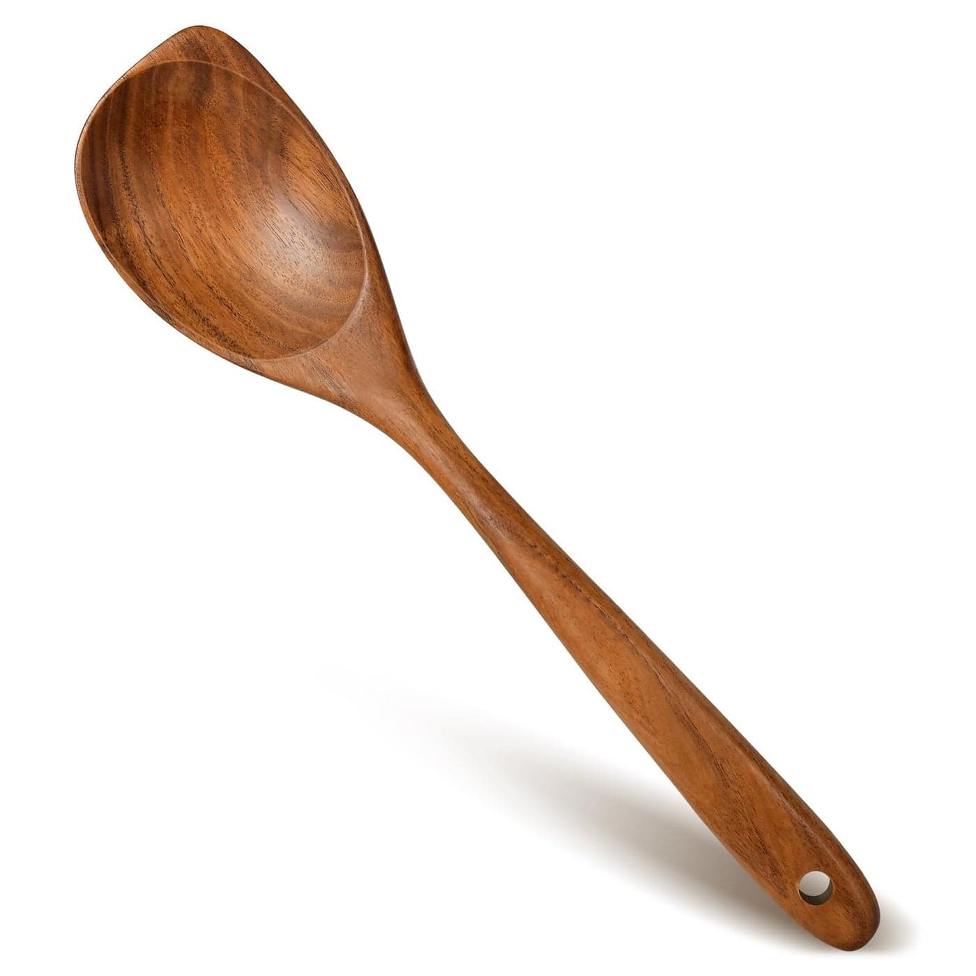 Wooden Spoons for Cooking Natural Premium Teak Wood Corner Spoon Good Grip Large Wooden Spoons and Wooden Spatula Heat Resistant Wooden Cooking Utensils for Nonstick Cookware Cooking Gifts