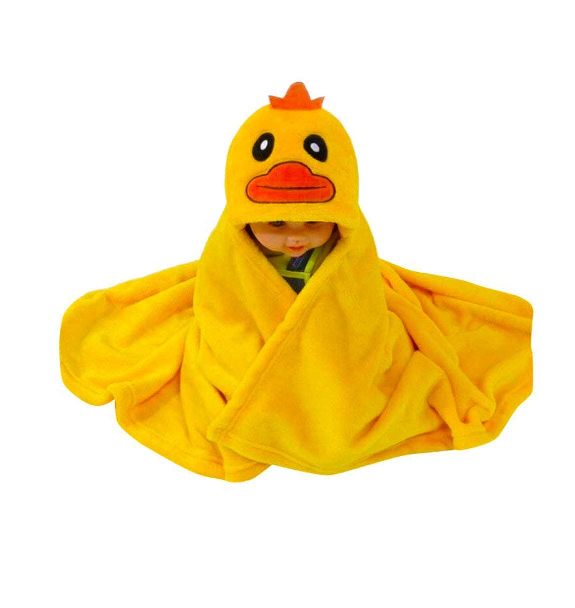 KIDBITKART Ultrasoft Premium Baby Hooded 3-in-1 Towel | Blanket | Wrapper (Yellow Duck)