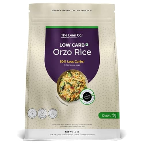 The Lean Co.® Low Carb Orzo Rice 1.5 kg | 48% Protein, 1% Fat | Low Carb | Vegan | No Preservatives | Protein Rich (24 gm per serving) | Rich in Micro Nutrients | No Artificial Flavour or Colours