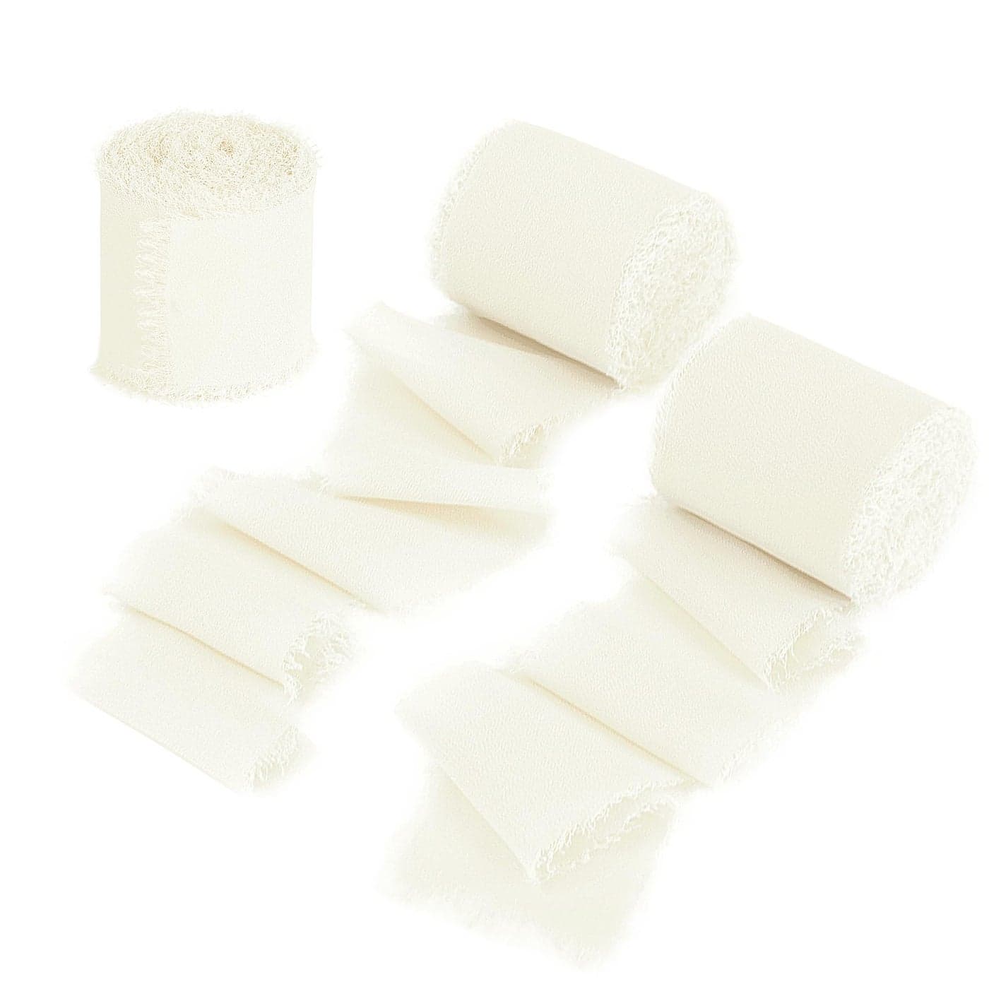 DORIS HOME Cream White Chiffon Ribbon for Flower Bouquet 2 x21Yd Fabric Ribbon for Gift Wrapping Handmade Frayed Ribbon for WeddingChristmas Decorations