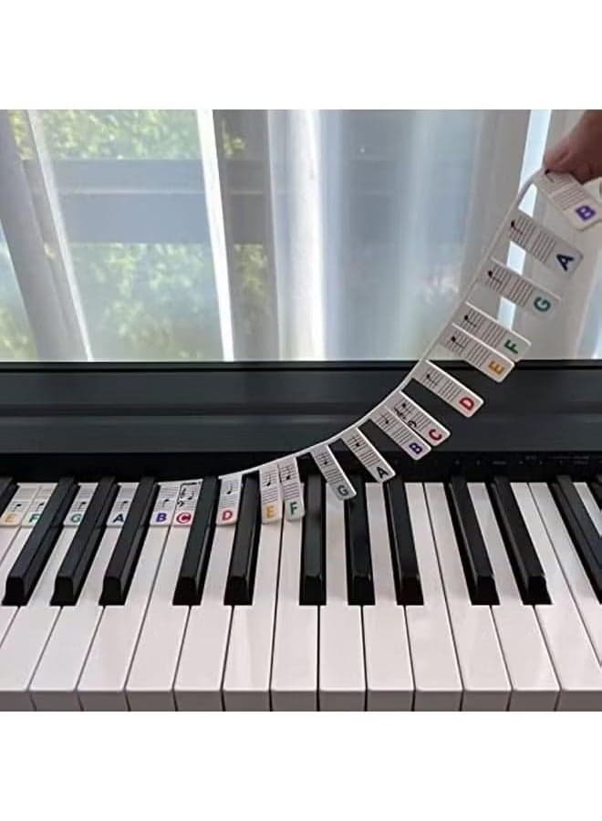 Reusable Piano Notes Guide for Beginner Removable Piano Keyboard Note Labels for Learning 88-Key Full Size Made Of Silicone No Need Stickers for Kids Student