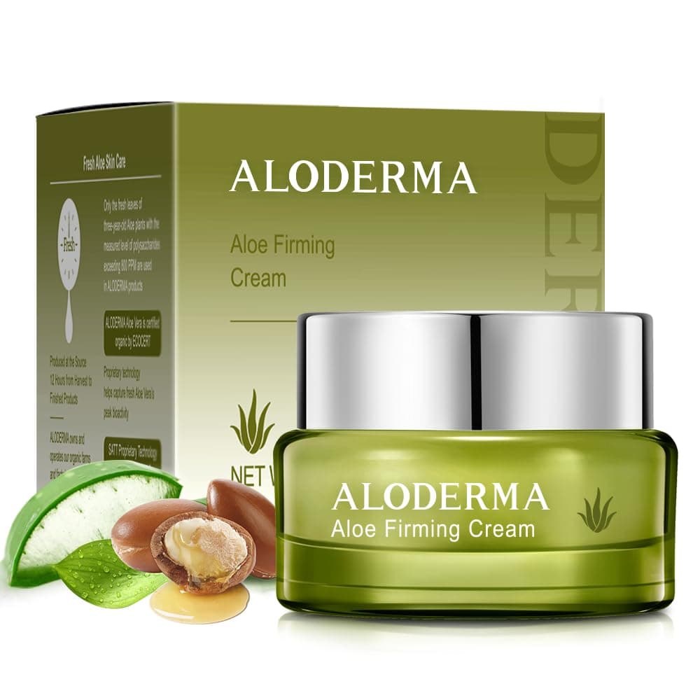 Aloderma Firming Cream for Face and Neck with 62 Organic Aloe Vera Firming Face Cream with Hyaluronic Acid Carnosine Natural Renewing Aloe Face Cream Instantly Hydrate Plump Skin 17oz