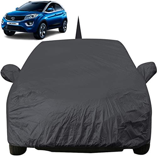 Autofact Nexon Dustproof Car Cover with Mirror & Antenna Pockets, Grey Color, Taffeta Polyster,Triple Stitched, Compatible with Tata Nexon Car Cover (2017 to 2024), Nexon Car Accessories