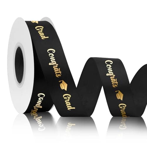 Class of 2026 Ribbon for Flower Bouquet 25 Yards Graduation Ribbons Black Ribbon 1 Inch 2026 Congrats Graduation Season Ribons for DIY Craft Gift Black Ribon Cakes Leis