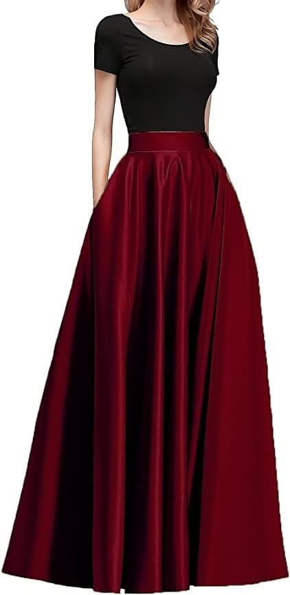 Massaya Girl's Silk Fabric Full Length Maxi Skirt 678 (Maroon), Free Size