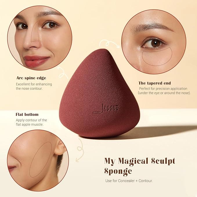 Jessup Makeup Brush Kabuki Foundation Brush with Sponge for Liquid Cream or Powder Cosmetics 1pc