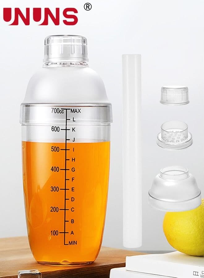 Cocktail Shaker,3Pcs 700ml Martini Shaker,Anti-leakage Transparent PC Resin Milk Tea Drink Shaker For Kitchens,Bars,Coffee Shops,Hotels,Clubs