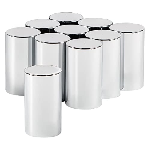 United Pacific 10013 33mm x 3-1/2" Chrome Plastic Cylinder Nut Covers - Thread-On (Color Box of 10)