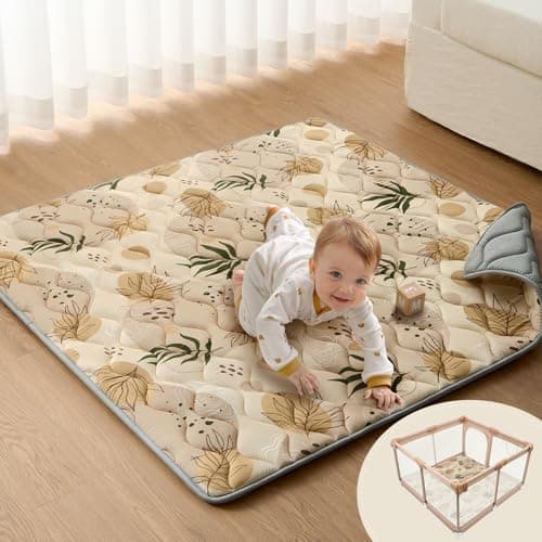 Blissful Diary Baby Play Mat 47x47 Infant Play Mat for Playpen Thicken Foam Cushioned Baby Mat for Floor NonSlip Kids Play Mat Washable Baby Playmat for BabiesToddlers Earth Tones Design