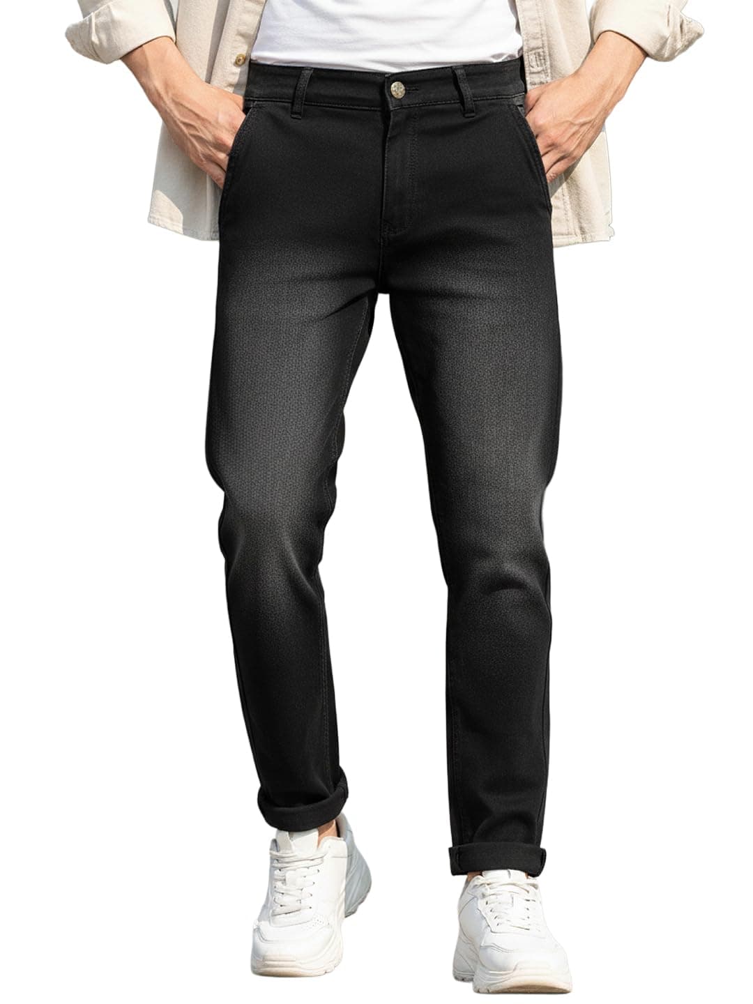 Urbano Fashion Men's Black Slim Fit Washed Jeans Stretchable (epssprjean-black-38)