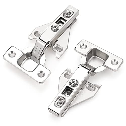 Probrico Soft Opening Kitchen Cabinet Hinges 10 Pair (20 Pack), Brushed Satin Nickel Face Frame Mounting Concealed Hinges for Kitchen Cupboard Hardware, with Mounting Screws