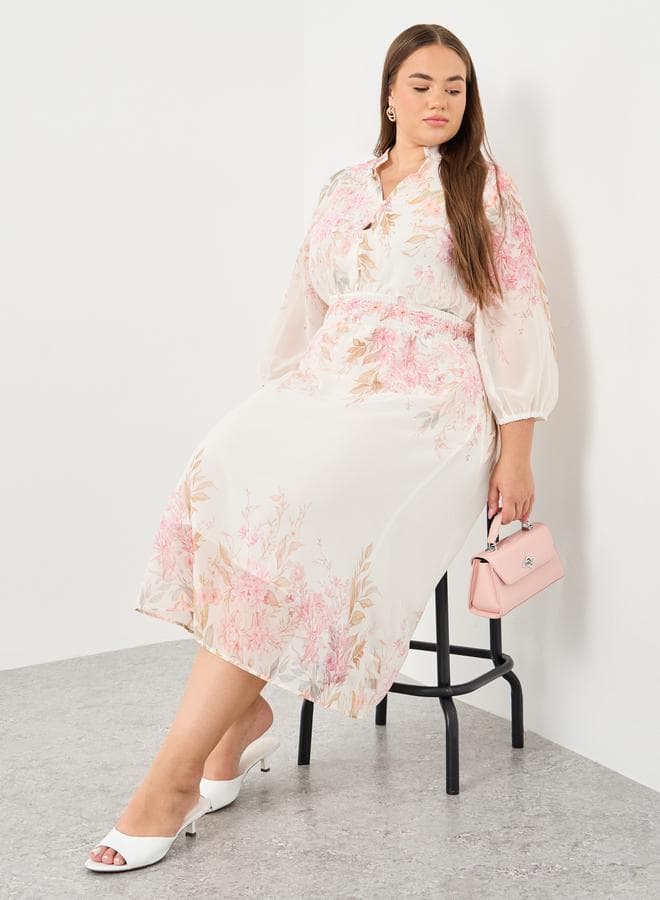 Styli Plus A-Line Midi Dress with Floral Print — 20