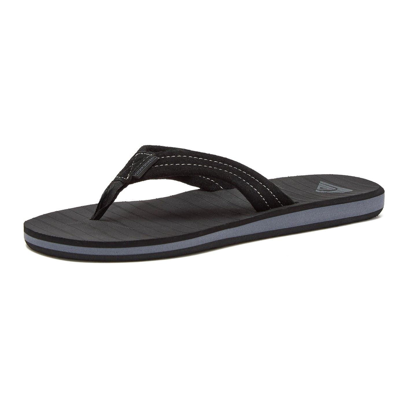 Quiksilver Men's Carver Suede 3 Point Flip Flop Athletic Sandal, Solid Black, 10 M US