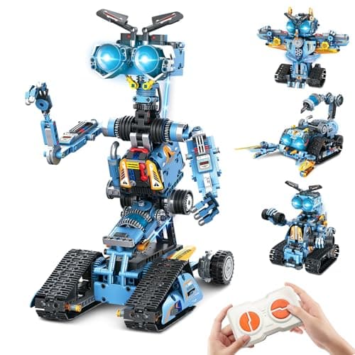 OKKIDY Robot Building Toys for Kids 4in1 Rechargeable Remote Control RC Robotics STEM Building Block Kit RC WallEngineer Robot Toys for Boys Girls Ages 6 7 8 9 10 11 12 813PCS