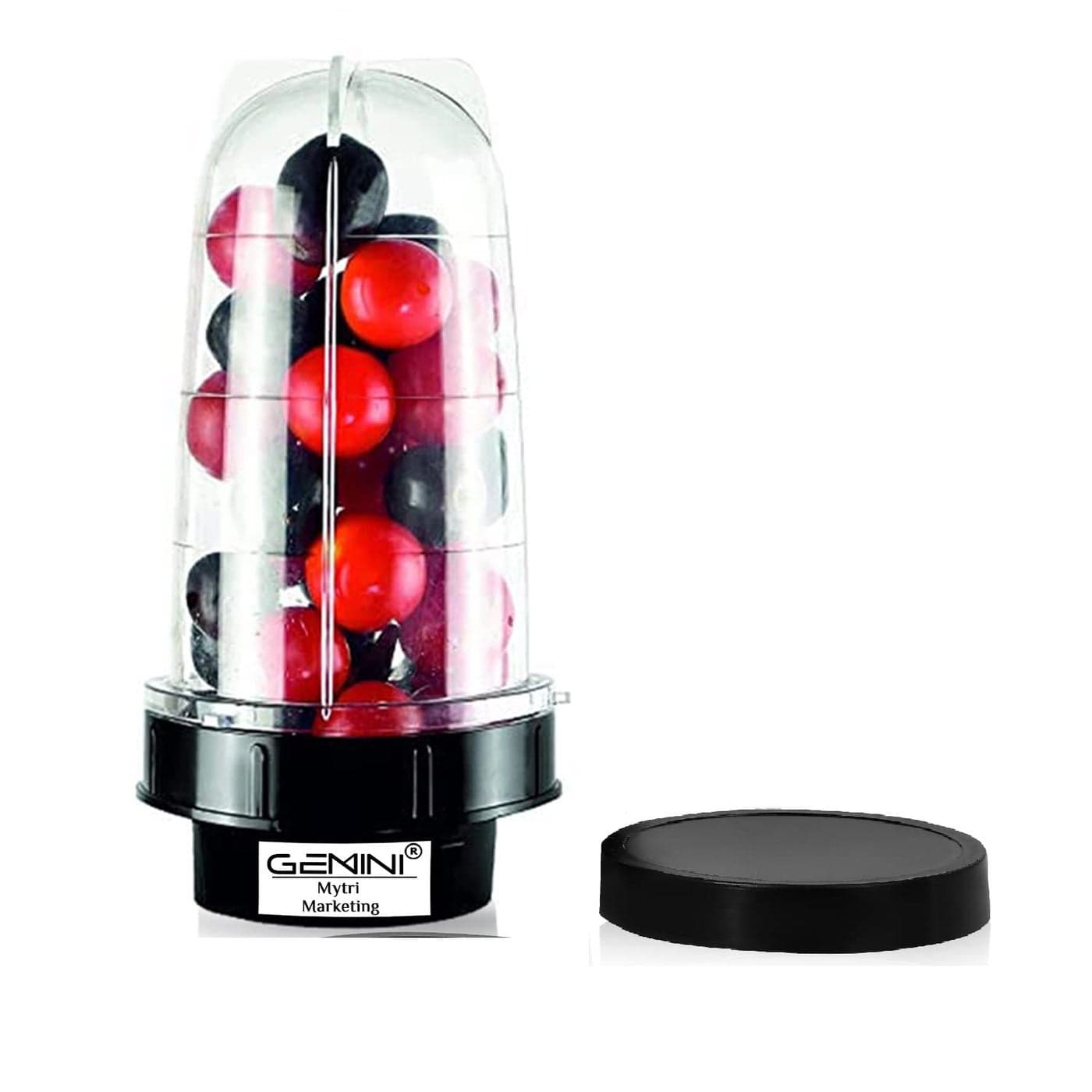 Gemini Big Bullet Jar for Mixer Grinder Large Set of 1 530 ML ABS Transparent Plastic Mixer Juicer Jar Black NMA19