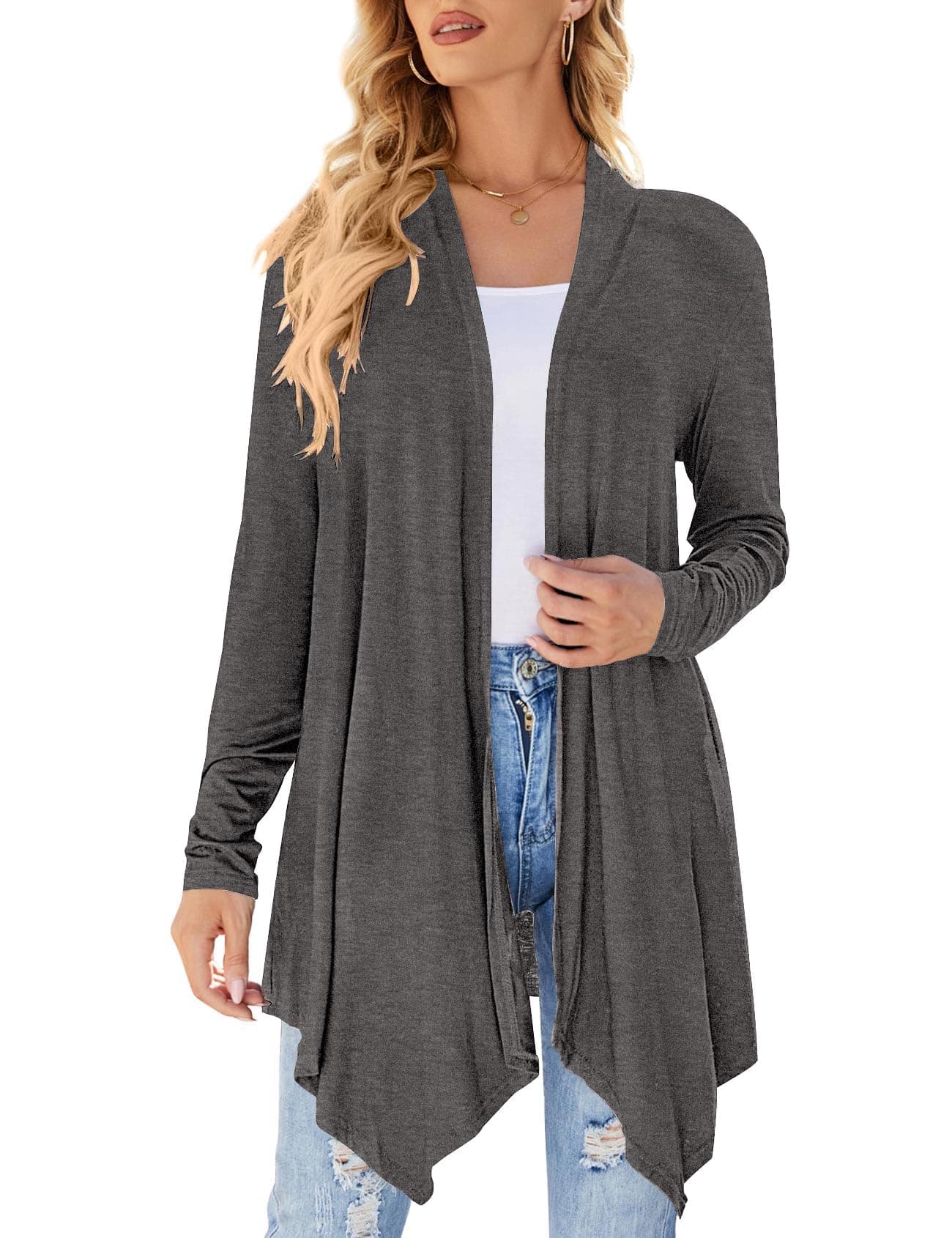 Uvog Plus Size Cardigan Wweater Light Weight Dressy Casual Long Sleeve Cardigans Fall Dusters 3X Grey