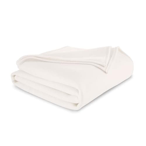 Vellux Queen Size Blanket - All Season Luxury Warm Micro plush Lightweight Thermal Fleece Blankets - Perfect For Couch Bed Sofa - Breathable Bed Blankets Queen Size - Hotel Quality (90x90 Inch, Ivory)