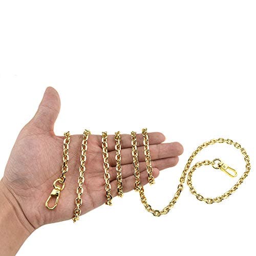 HAHIYO Mini Pochette Purse Chain Strap Thin Wide 6mm for LV Length 59.1 inches Thick 2mm Shiny Yellow Gold for Shoulder Cross Body Sling Handbag Wallet Clutch Comfortable Flat Metal Strap 1 Pack