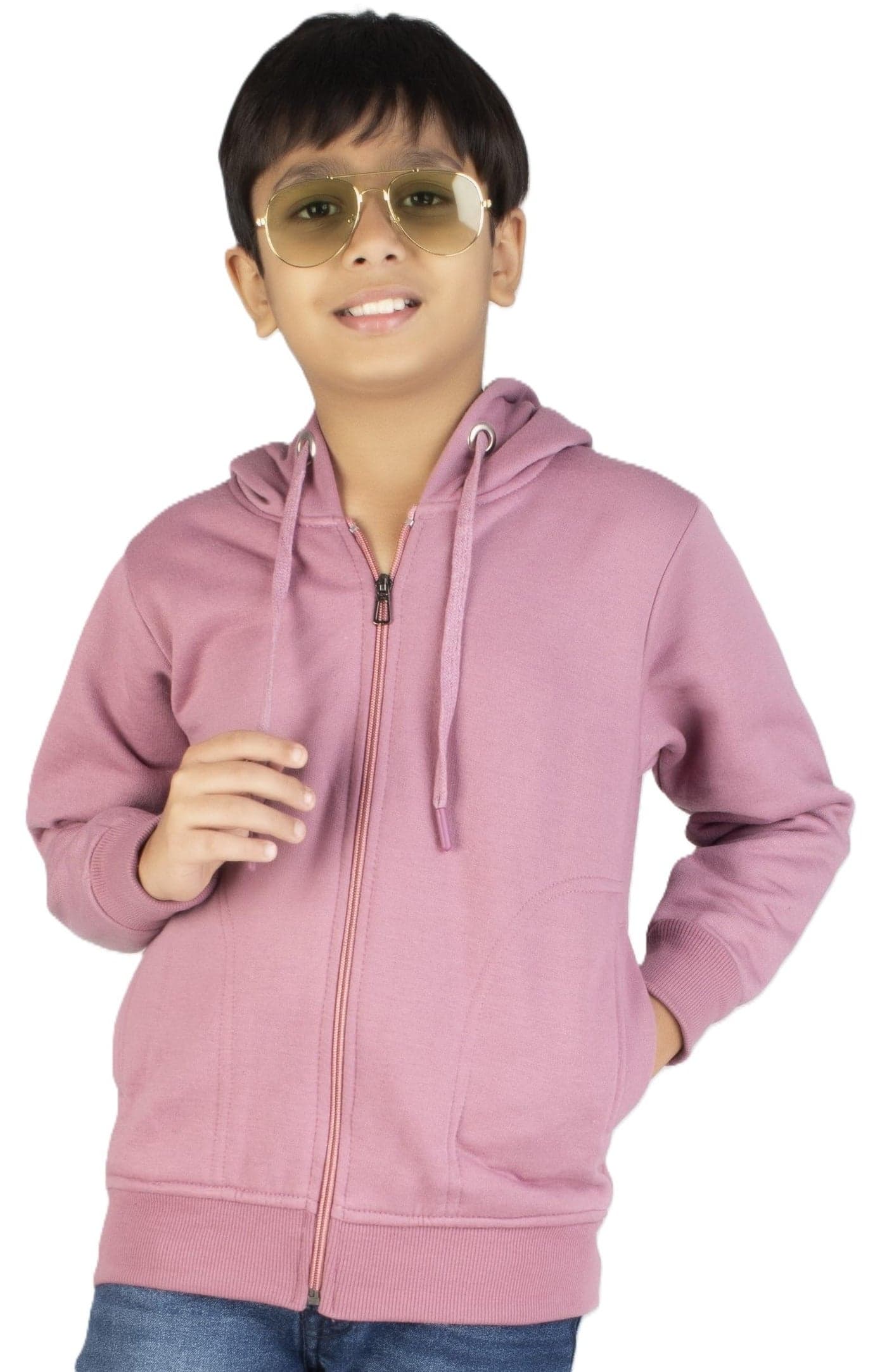 ADBUCKS Boy's Cotton Hooded Sweatshirts (14-15 Years, Onion)