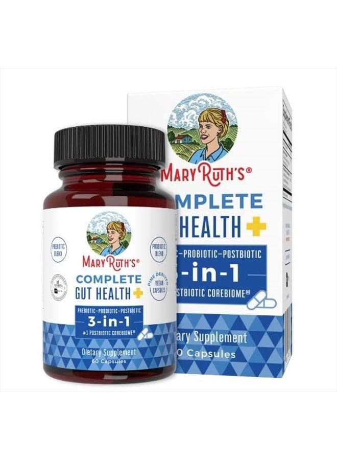 Nutritional Supplement Gut Health+, 3-in-1 Prebiotic + Probiotic + Postbiotic Corebiome Vegan Gastrointestinal and Immune Function, 2 Capsule Per Serving, 30 Servings, 60 Count