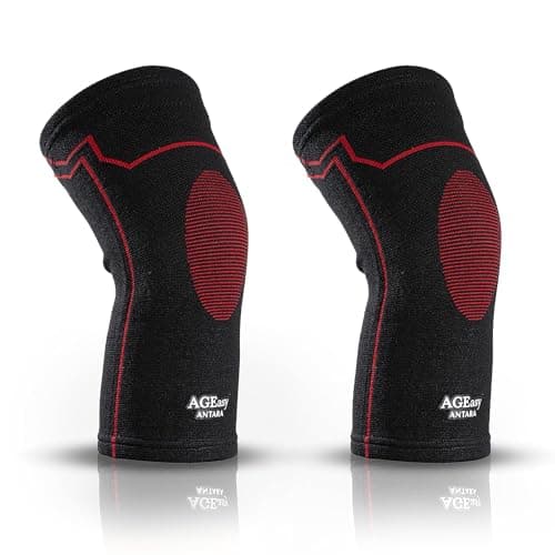 AGEasy (Max Group) Kneecap for Men & Women | Knee Support for Gym, Sports & Pain Relief | 4-Way Stretch, Anti-Slip, Inner Cotton Lining for Comfort | Knee Sleeves for Squats, Running & Cycling (XL, Comfort Ease (Black-Red))