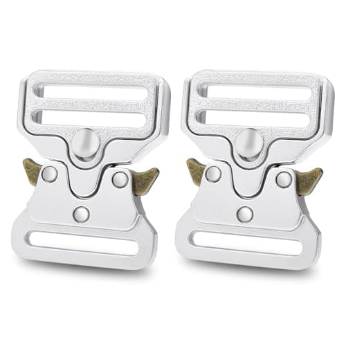 1 Inch Metal Tactical Duty Belt Buckle Replacement 2 Pack Metal Buckle Clip for Dog Collar Vest Backpack Strap Paracord Bracelet Accessories Silver