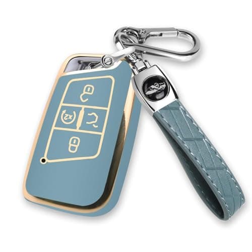 MILD EAST for Volkswagen Key Fob Cover with Keychain Soft TPU Car Key Shell Case Holder for Atlas Golf Alltrack Atlas Jetta Passat Arteon Tiguan Smart 4 Button Remote Accessories Blue