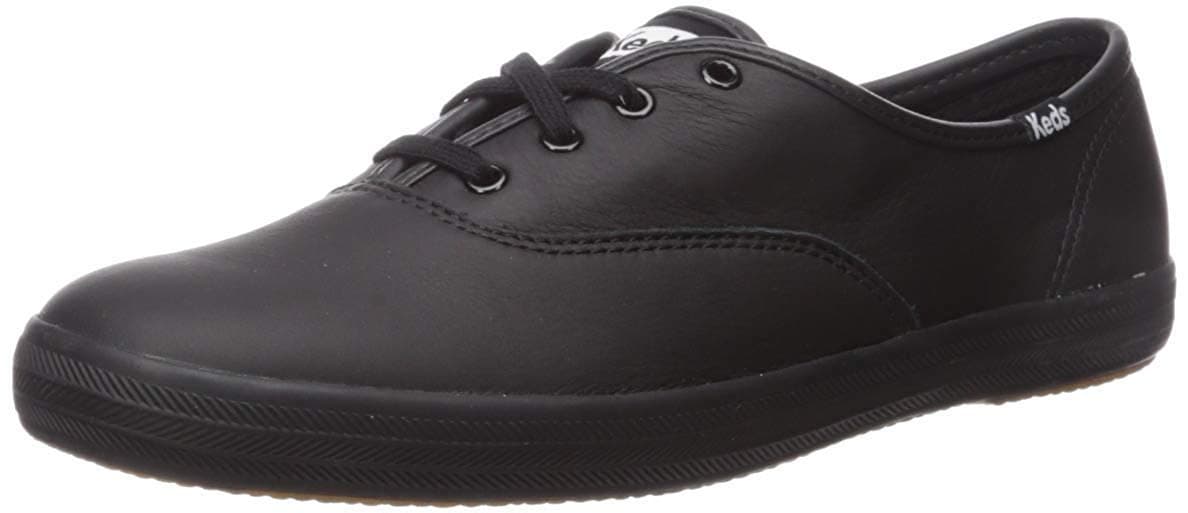Keds Womens Champion Lace Up Sneaker BlackBlack Leather 10