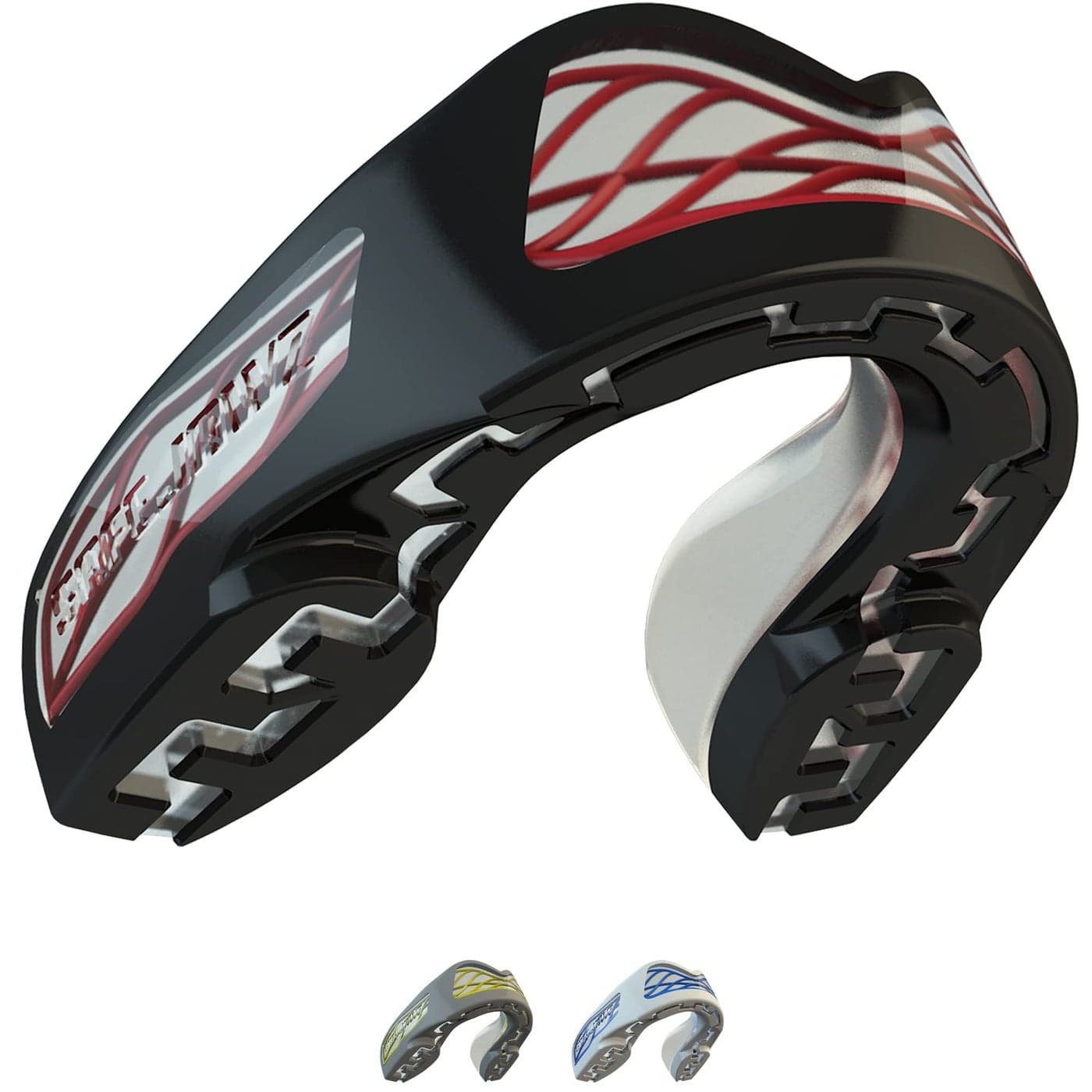 SafeJawz Sports Mouthguard Triple Layer, Premium Shock-Cage Adults Mouth Guard with Case for Basketball, Lacrosse, Football, Martial Arts, Hockey and All Contact Sports (Adult 12+ Years, Black)
